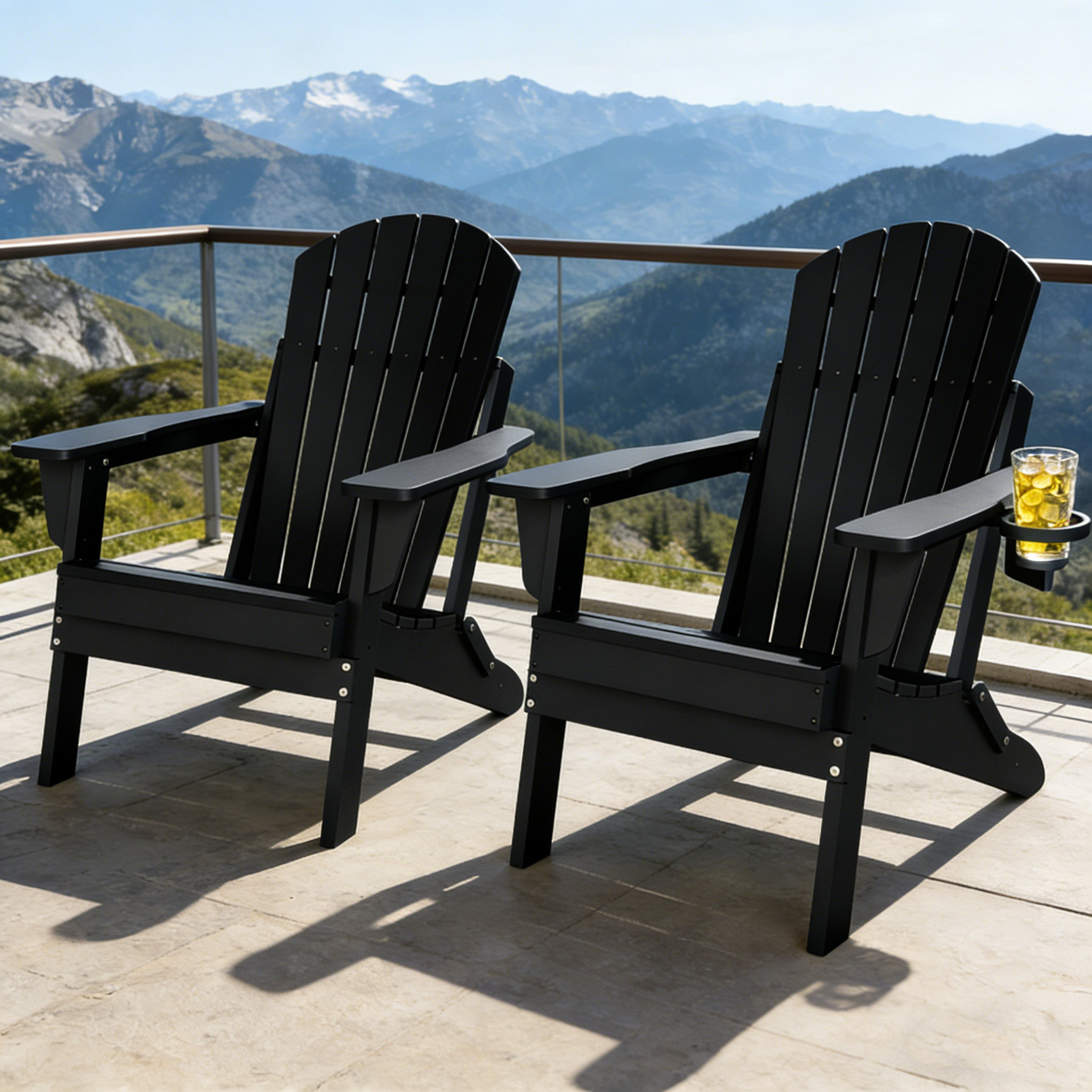 Latitude Run® Set Of 2 All Weather Folding Adirondack Chair